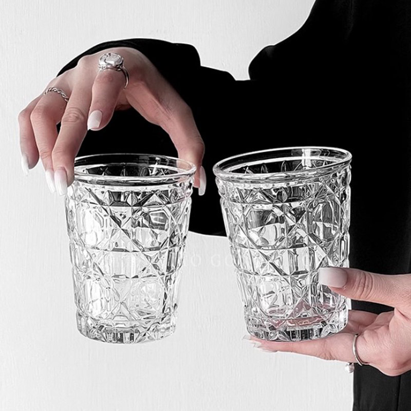 Wine Beer Liquor - 2szt 310ml Vintage Diamond Patterned Western
