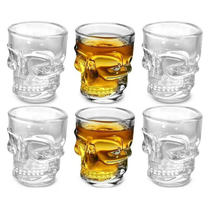 Whisky Beer And Wine - 1/2Pcs Szklany kubek z czaszką Kreatywny