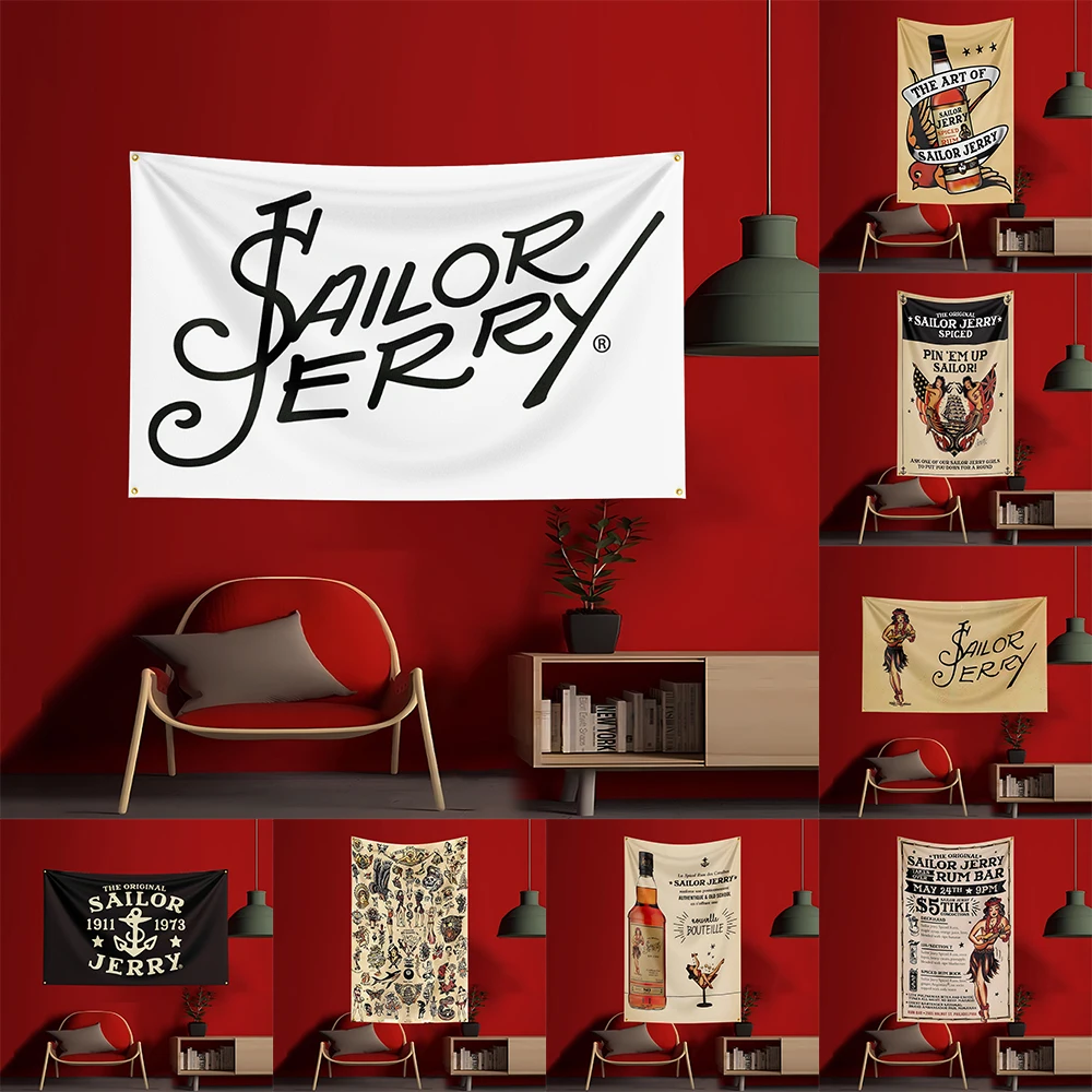 Wine Beer Garden - 90X150CM S-Sailor Jerrys rum Flaga Poliester