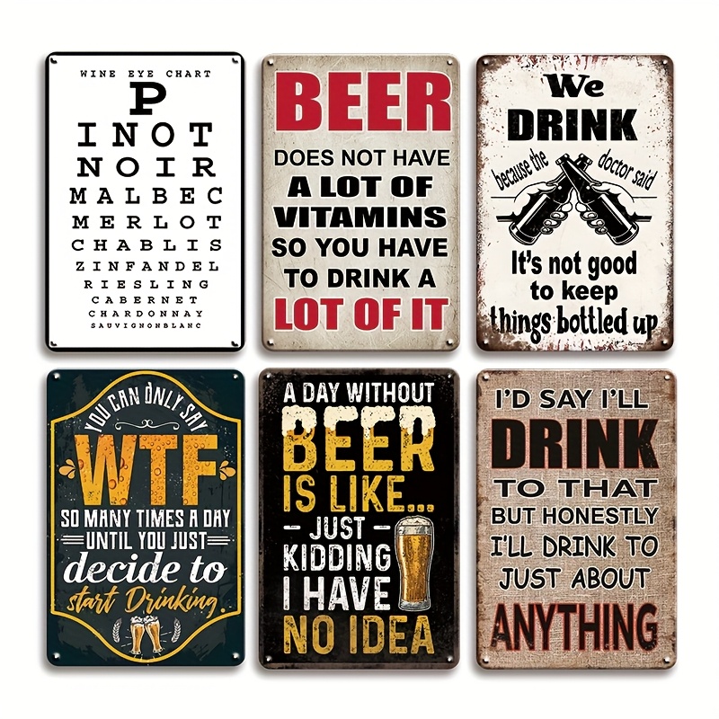 Beer And Wine Quote - 1 szt. Vintage 2D Płaski Zabawny