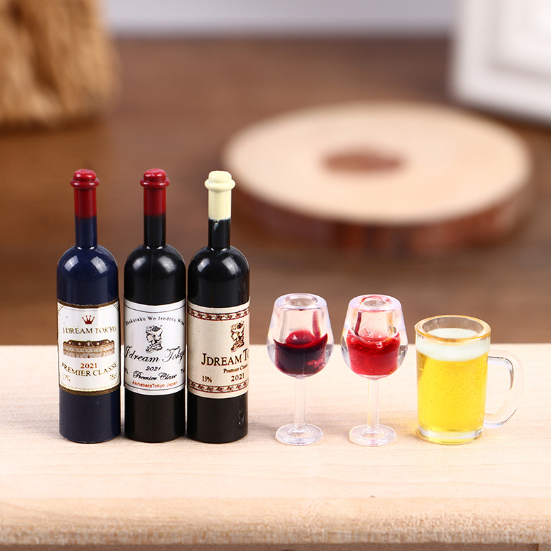 Wine Beer House - 5 szt. 1:12 Miniaturowe butelki wina,