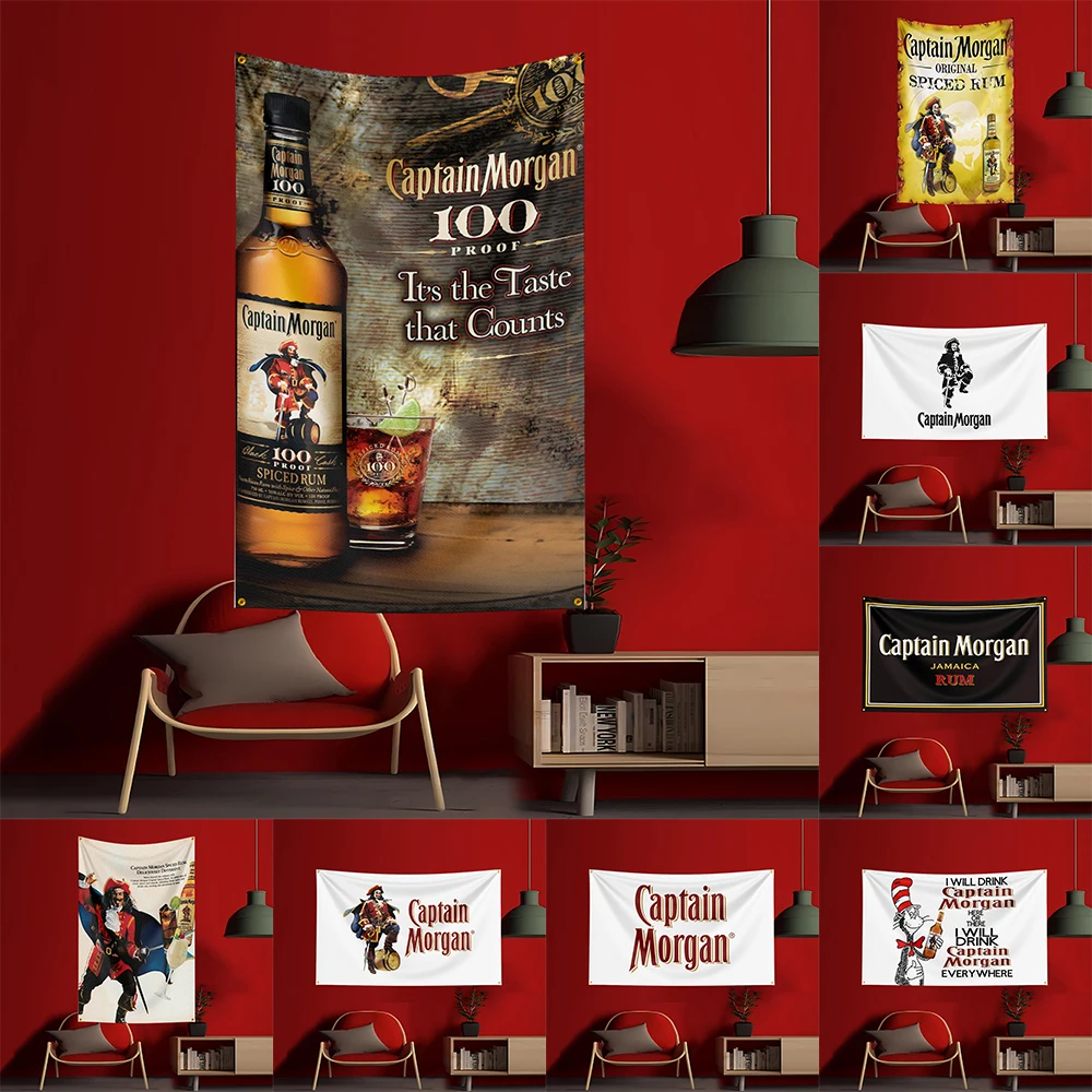 Wine Beer Garden - 90X150CM C-Captain Morgans rum Flaga Poliester