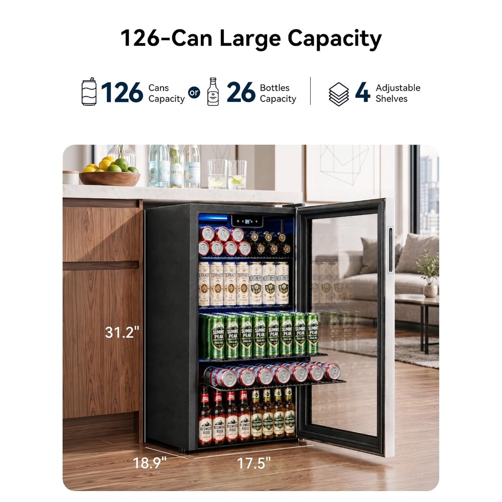 Wine Beer Fridge Small - Miniaturowa lodówka na napoje 126 Can,