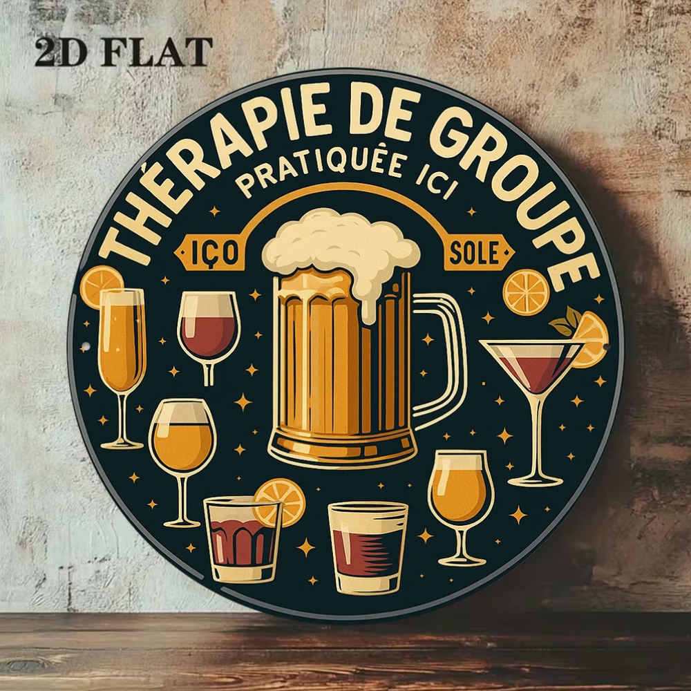 Płaska, okrągła, metalowa tabl – Beer And Wine Quote recenzja i cena