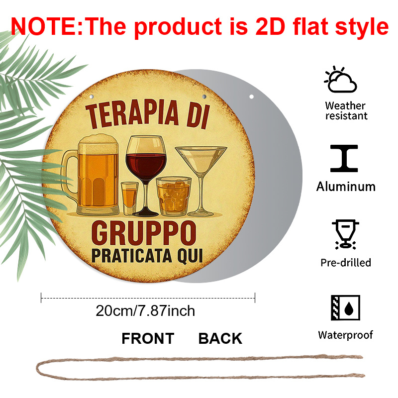 Płaski znak 2D, 1 szt. Okrągły – Beer And Wine Quote recenzja i cena