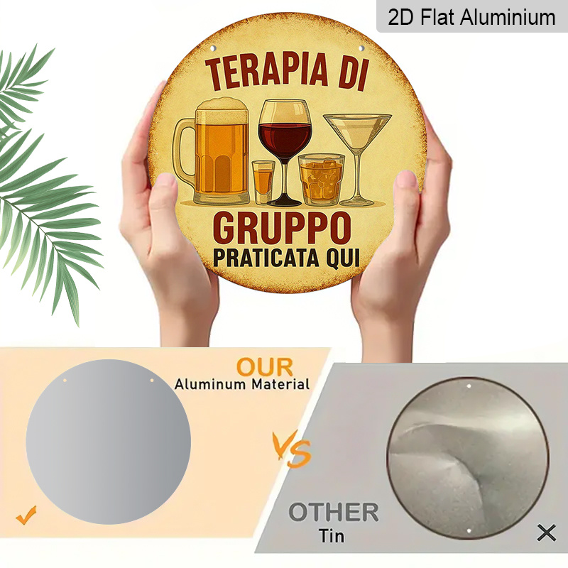 Płaski znak 2D, 1 szt. Okrągły – Beer And Wine Quote recenzja i cena