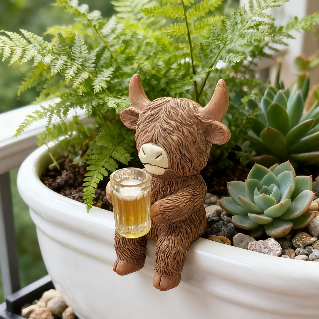 Zabawna figurka krowy szkockie – Wine Beer Garden recenzja i cena