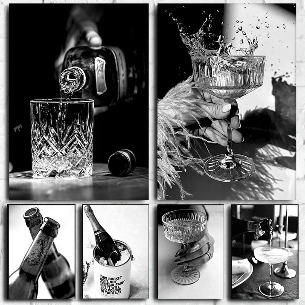 Obraz na płótnie 2D (czarno-bi – Whisky Beer And Wine recenzja i cena